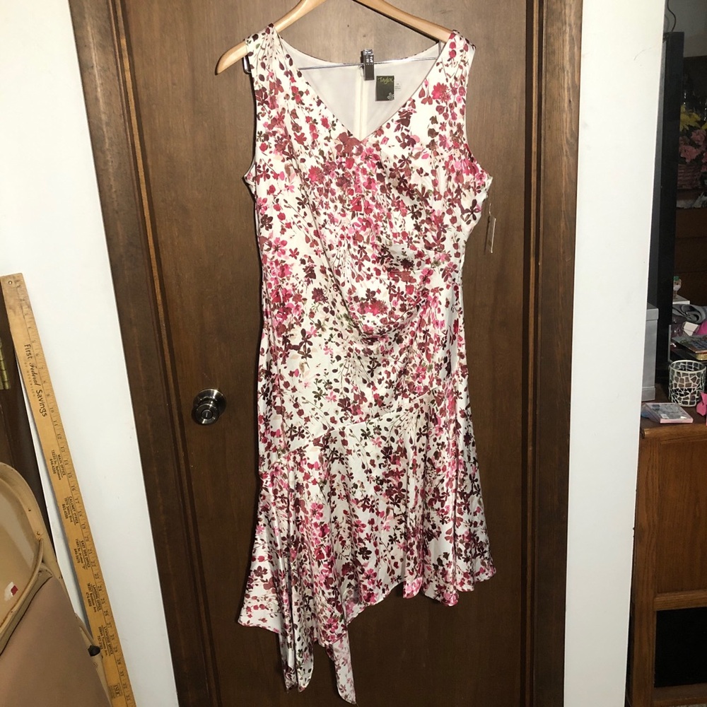 Taylor Women’s 14 Floral-Print Asymmetrical-Hem Midi Dress NWT
